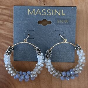 Massini Elegant Gray and Silver Hoop Earrings